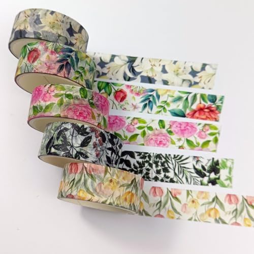 20 Rolls Washi Tape Set,Floral Washi Tape for Journaling, Assorted Sizes (Floral A)