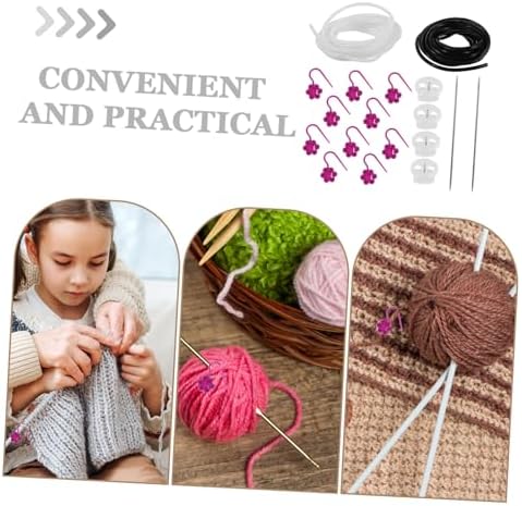 NUOBESTY 1Set Knitting Tool Kit with Slip Stitch Markers Needle Stoppers and Yarn Protectors for DIY Projects Scarves Hats Garments Portable Crochet Accessories
