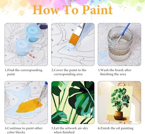 Framed Paint by Numbers Kit for Adults, Tropical Plant Decor 8x12 Inch