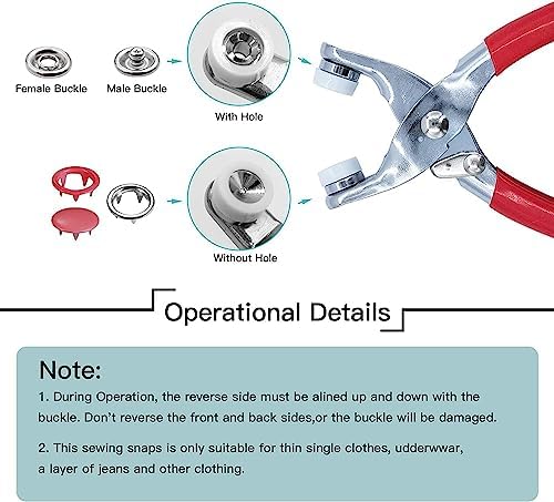 CHEPULA Craftsmanship DIY 200 Sets 3/8 Inch Metal Snaps Buttons with Fastener Pliers Press Tool Kit for for Sewing and Crafting (10 Colors,9.5mm) (Solid)