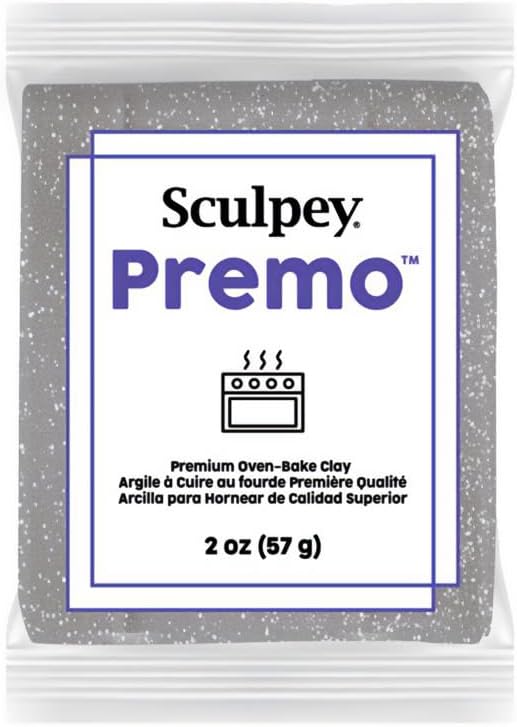 Sculpey Premo Polymer Oven-Bake Clay, White Gold Glitter, Non Toxic, 2 oz. bar, Great for jewelry making, holiday, DIY, mixed media and home décor projects