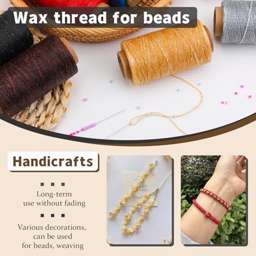 Jupean Waxed Thread for Leather Threads Black Thread Leather String Cord