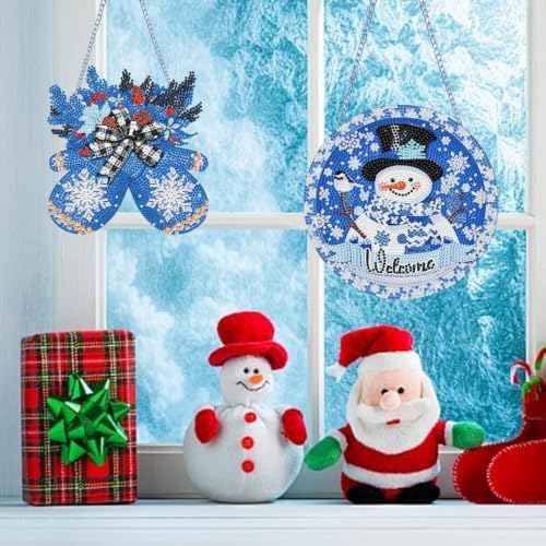 VeGuude 3Pcs Christmas Diamond Art Kits for Adults,Acrylic Hanging Ornament
