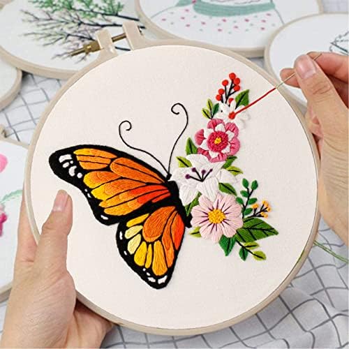 Louise Maelys Floral Butterfly Embroidery Kit for Beginners Nature Craft