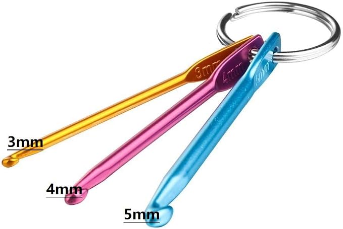 Zuoyou 4 Sets Mini Keychain Aluminum Crochet Hooks Knitting Needles | 3 Sizes/Set (3mm,4mm,5mm) Suitable for Yarn Knitting Beginners
