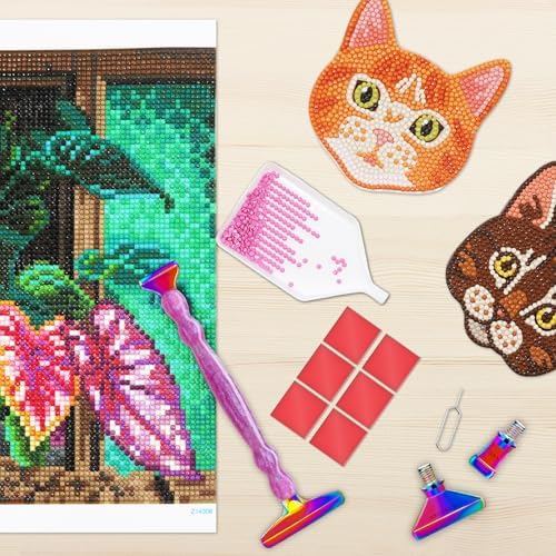 Diamond Painting Pen Kit - 7 Metal Tip Diamond Art Tools, 5D Diamond Painting Accessories for Adults Beginners, Resin Pen with Straight/Bent/Flat/Roller Nibs, Tray & Clay