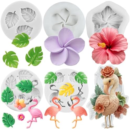 Flamingo Silicone Molds Flamingo Flower Polymer Clay Mold Set of 6