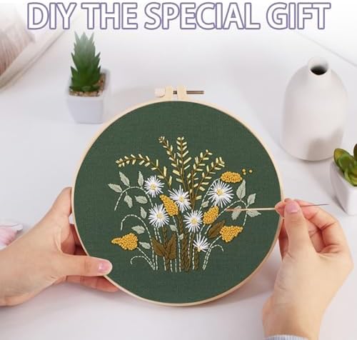 Offizon 3 Sets Embroidery Kit for Beginners Adult DIY Cross Stitches