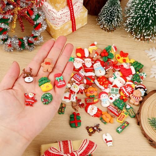 60Pcs Christmas Resin Charms, Holiday Flatback charms for DIY Craft