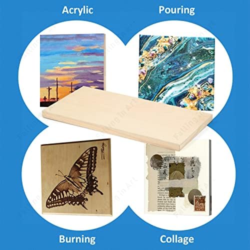 Falling in Art 4 Pack 8x16’’ Unfinished Birch Wood Panels Kit for Painting