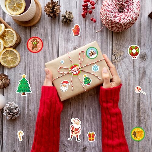 LINAYE 48 Sheets Christmas Stickers, 800PCS Stickers for Crafts Cards, Scrapbooking, Water Bottles, Envelopes and Christmas Party Favors for Kids