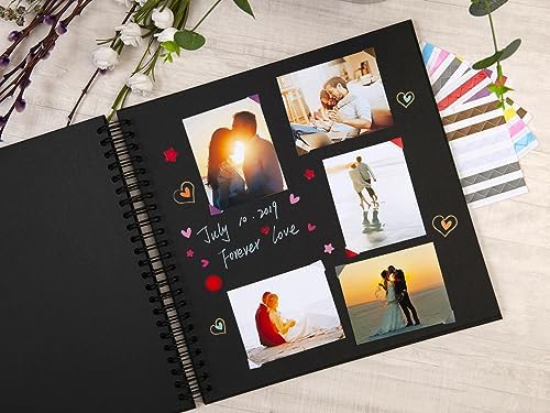 potricher 12 x 12 Inch Large DIY Scrapbook Photo Album 80 Pages, Black | Thick Kraft Paper Scrap Book Photo Albums, Memory Book for Wedding, Anniversary, Baby, Family, Travel, DIY Projects