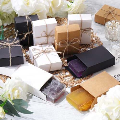 Gersoniel Kraft Soap Boxes Soap Making Kit, 100 Pcs, Brown, Black, White