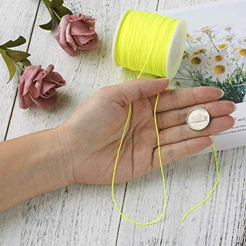 100 Yards 0.8mm Braided Nylon Crafting Thread Chinese Knotting Beading String Macrame Cord Rope for Necklace Bracelet Jewelry Craft Making, Yellow