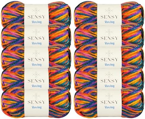 S Sensy Roving Multi-Premium Acrylic&Wool Yarn 10 Skeins Campfire 131 Yards