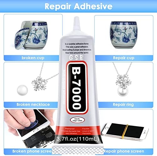 B7000 Rhinestones Glue for Crafts, 110ML Glue of Diamond Jewelry 3.7fl.oz Clear B-7000 Super Jewelry Glue Transparent Industrial Adhesive for Fabric Phone Repair Jewelery Making Crystal Gem