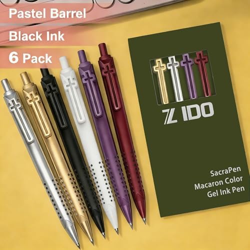 6 Pack Bible Journaling Gel Pens, 0.7mm Black Ink Retractable