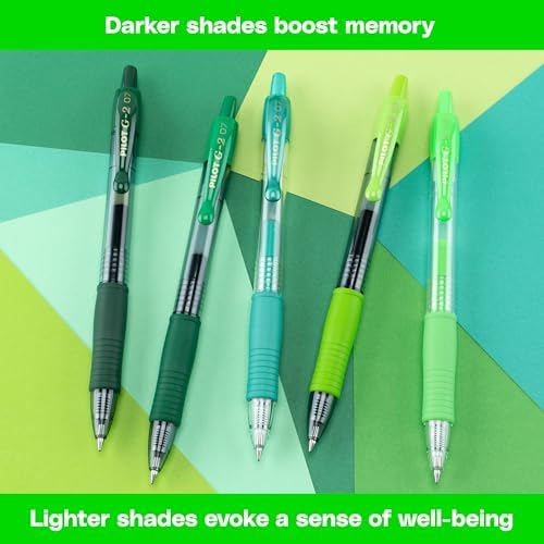PILOT G2 Gel Roller Pens, G2 Boost Green Pens Pack, 8 Pack Pouch, Assorted
