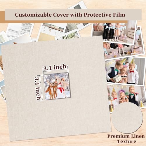 12x12 Inch Large Scrapbook Photo Album, 3 Ring Binder- Beige