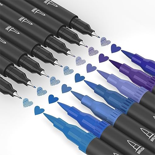 Blue Markers for Coloring, Drawing Pens 12 Pack
