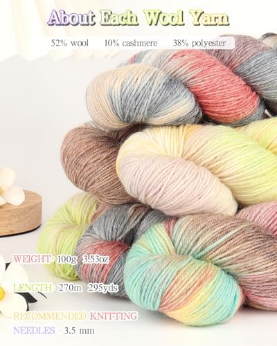 Katech 3 Pack Wool Yarn for Crocheting-Sock Yarn for Knitting-Green Brown