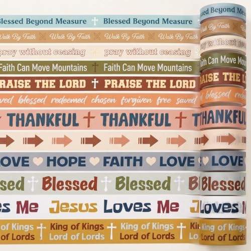 24 Rolls Christian Washi Tape Gifts, Boho Religious, Multi Size