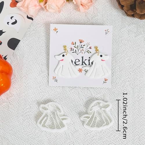 Xaekicr Halloween Ghost Dog Polymer Clay Cutters – Cute Clay Earring Cutters for DIY Jewelry Making, Polymer Clay Molds and Craft Tools, Set of 2