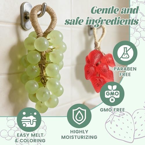 PIUH Grape & Strawberry Soap Making Kit for Adults Beginners Making Soaps | DIY Fruit Soaps, Grape & Strawberry Soap Making Supplies, Grape & Strawberry Soap Mold, Soap Base and Supplies
