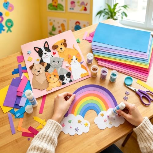 300 Sheets 8.5" X 11" Colored Cardstock, 50 Assorted Colors 180 GSM/65 LB Construction Paper, Craft Set with Scissors and Ruler, Printer Paper for Scrapbooking, DIY Crafts and Decorations