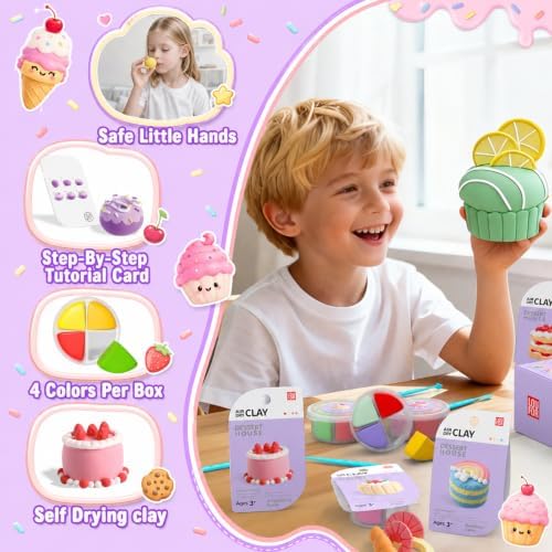 Air Dry Clay Kit -12 Desserts Modeling Clay for Kids Arts and Crafts
