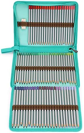 BTSKY Portable Canvas Zippered Colored Pencil Case Large Capacity 72 Slot