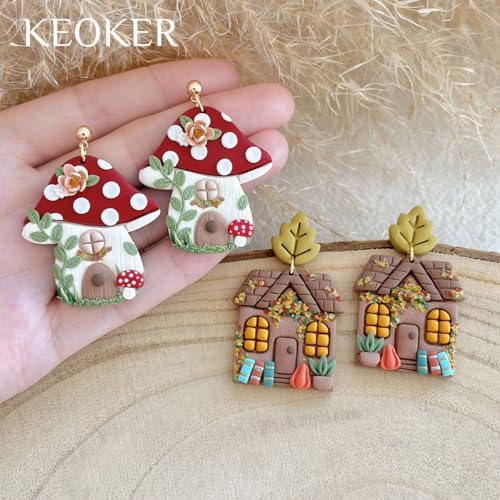 Keoker Fall House Polymer Clay Cutters for Polymer Clay Jewelry, 12 Halloween Clay Earring Cutters