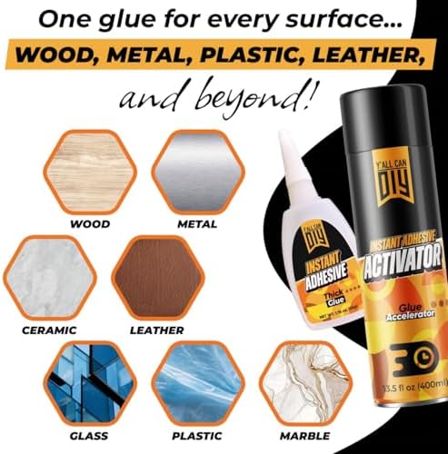 Super Glue Activator Spray (2 x 13.5 fl oz) – CA Glue Accelerator Spray, Fast-Drying Cyanoacrylate Activator for Instant Bonding on Wood, Plastic, Metal & DIY Repairs