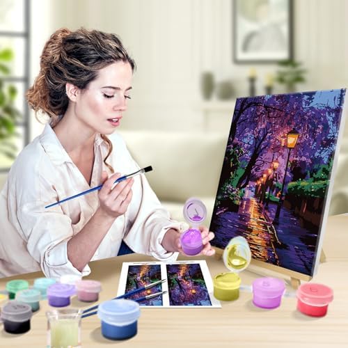 JOOZ Paint by Numbers Kit for Adults with Frame, Landscape Paint by Number