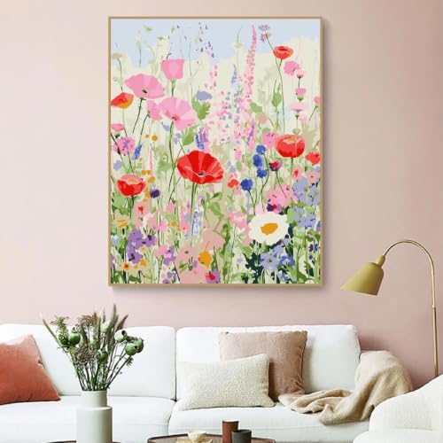 ZRIZQ Flowers Paint by Numbers Kit for Adults Beginner,Wildflowers, 16x20