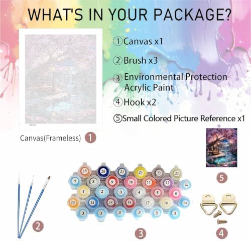 bleihum Cherry Blossoms Paint by Numbers Kit for Adults Tree 16x20inch