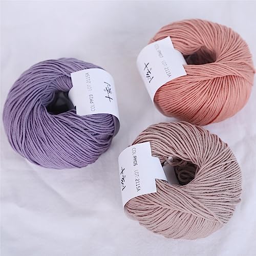 Fine Weight Knitted and Crocheted Cotton Yarn, 100% Long Staple Cotton Yarn, Baby Sports, 2 Packages of 100g/3.52oz (Per Skein 50g/162yards)-Twilight Purple