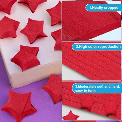 FoDau770 Solid Color Star Paper Strips - 360 Sheet, Red