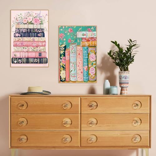 KYOQFVN 2 Pack Paint by Numbers for Adults with Framed Canvas - with Wooden Easel, Flowers Adult Paint by Number Kits on Canvas, DIY Acrylic Oil Painting by Numbers for Home Wall Decor 8X12 Inch