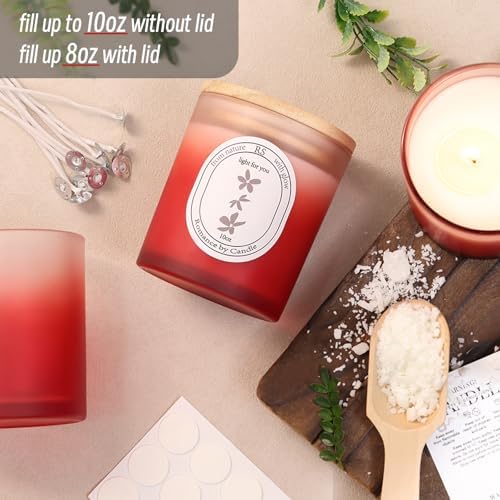 REISEN 12 Pcs 10oz Gradient Red Candle Jars for Candle Making Kit