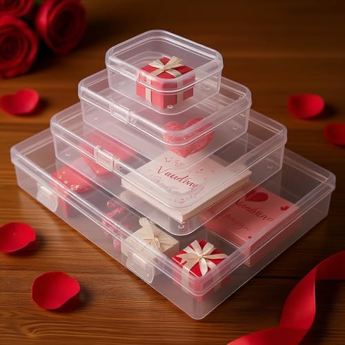 24 Pieces Mixed Sizes Rectangular Empty Mini Clear Plastic Organizer Box