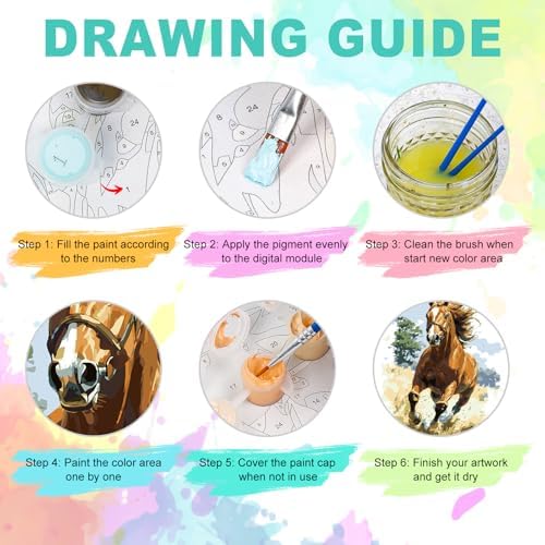 Paint by Numbers Kit for Adults, Running Horse Painting, 16 x 20 Inch | DIY Adult Paint by Number Kit on Canvas for Beginners, without Frame, Horse Wall Decor, Stress Relief Craft Gift