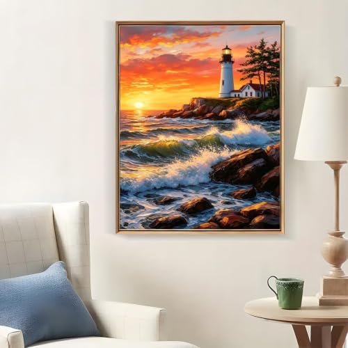 Tabszca Lighthouse Paint by Numbers Kit for Adults 16 X 20 Inch