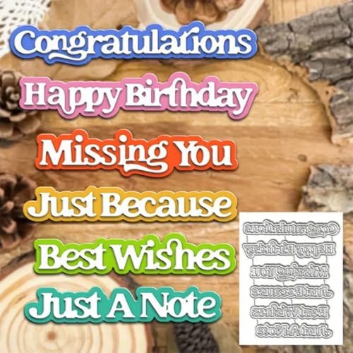 Scrapbooking Die-Cuts, Layer Frame Net Set Metal Cutting Dies for Card Making, Paper Craft Template, Background Embossing Stencils, DIY Album Décor (Congratulations Words-10.7x8.7cm)