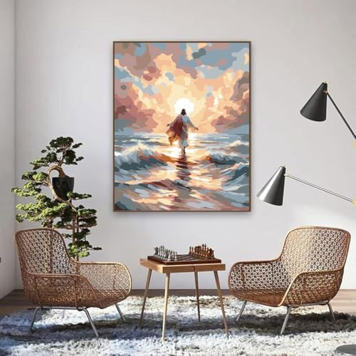 EIBEILI Jesus Paint by Numbers Kit for Adults,DIY Wall Decor