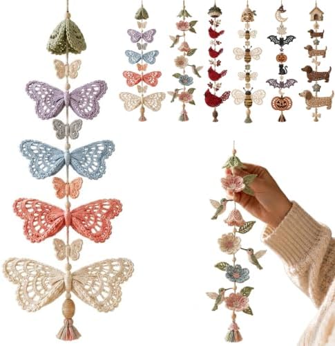 Butterfly Garden Cascade DIY Crochet Kit, Handmade Hanging Crafts，#D