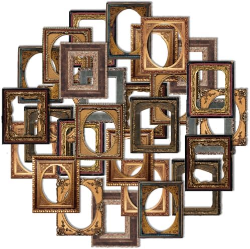 30Pcs Vintage Scrapbook Paper Photo Frame for Scrapbooking Junk Journal Collage Diary Embellishment DIY Photo Album DIY Craft Decoration, 10 Patterns (YSDC3)