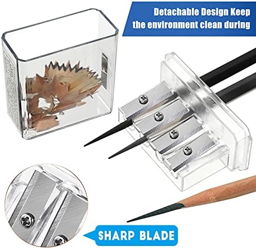 Outus 2 pcs Long Point Pencil Sharpener, 4 Hole for Charcoal Colored Pencil