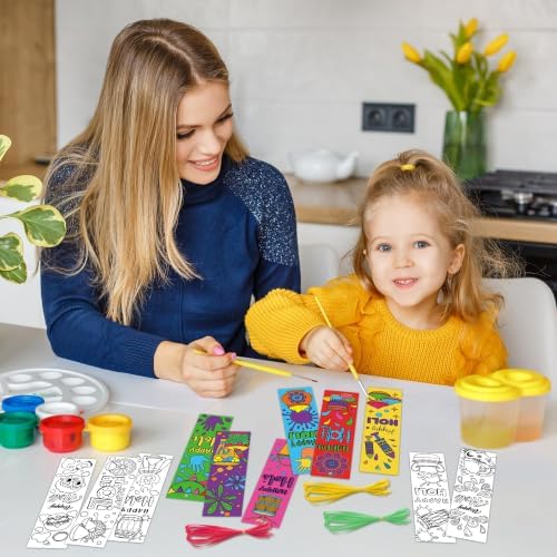 72Pcs Holi Color Your Own Bookmarks, Coloring Blank Bookmarks for Kids