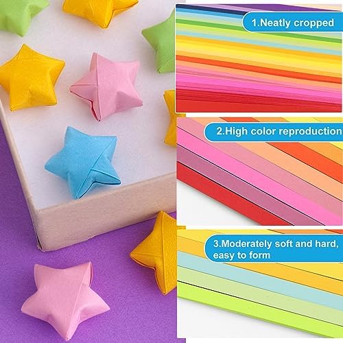 FoDau770 Solid Color Star Paper Strips - 1080 Sheet, 27 Colors